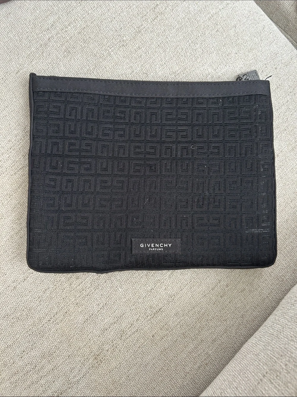 Givenchy Black Toiletry Pouch with Embossed Logo Pattern